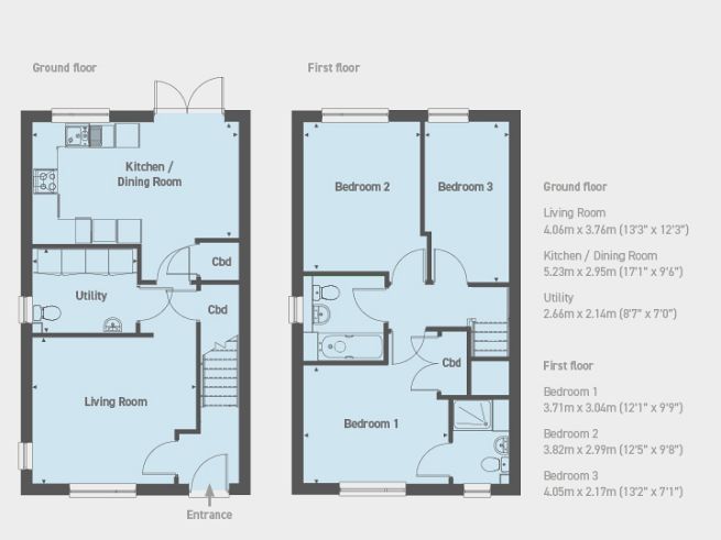 Floor plan, 3 bedroom house  - artist's impression subject to change